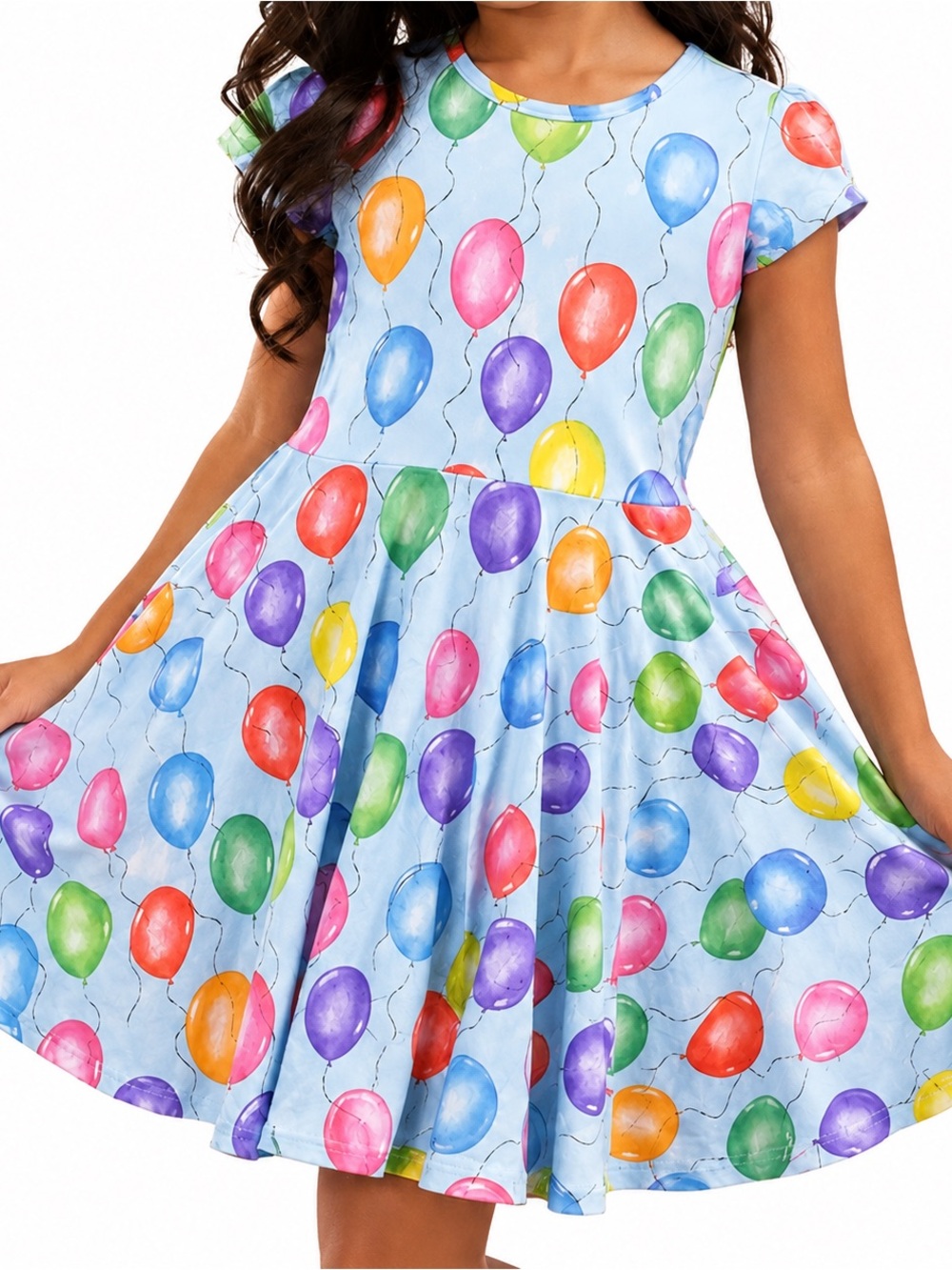 Little Dress Shoppe Balloon Print Twirl Dress size 8 short sleeve birthday party